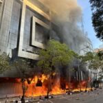 Uganda House in Nairobi on fire.