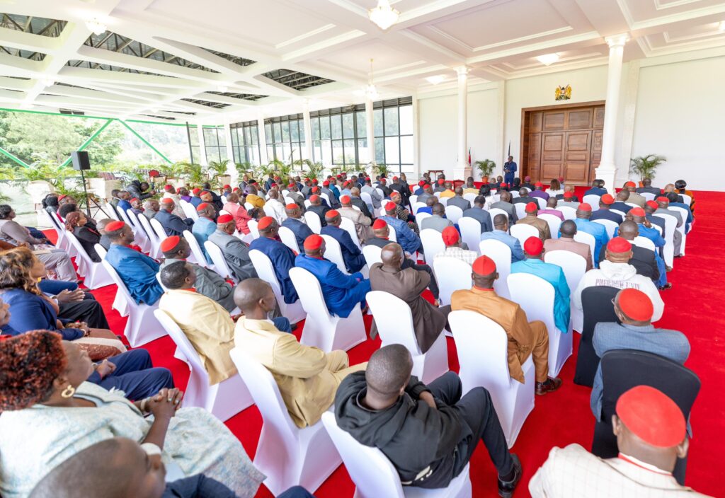 President William Ruto addressing Church leaders at State House, Nairobi.