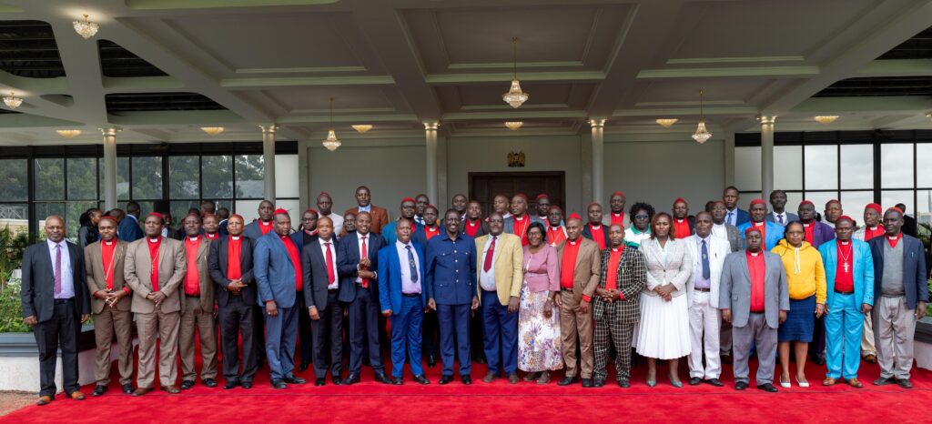 President Ruto with church leaders and youth.