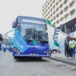 KBC MD Edwins Mukabanah and BasiGO Head of Business Development Samuel Kamunya flagging off.