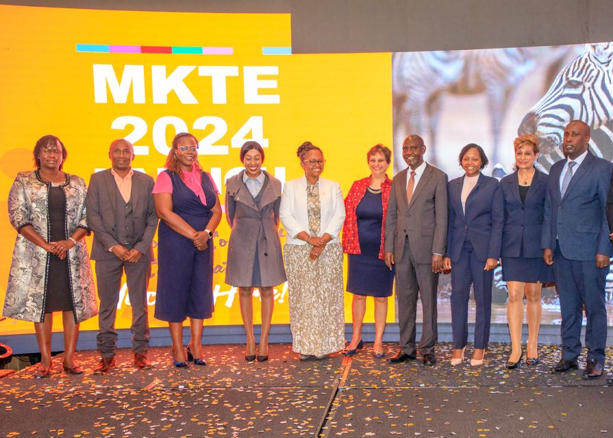 PS Tourism John Ololtuaa (center) with tourism partners and stakeholders during MKTE partners meeting where the 2024 edtion of the event was also launched