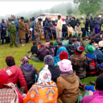 West Pokot County Commissioner Abdullahi Khalif addressing the residents in the inter-governmental peace and security baraza at Kapushen Tapach ward