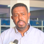 State Department for Investment Promotion Principal Secretary Abubakar Hassan during a press briefing after a visit at Kenya Tropical Sea Life EPZ Limited in Mtwapa, Kilifi County.