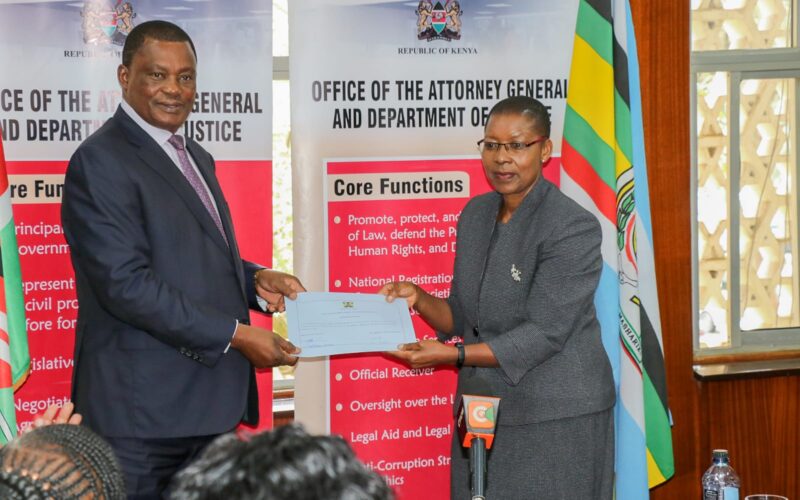 Attorney General Dorcas Oduor and Public Service Cabinet Secretary Justin Muturi